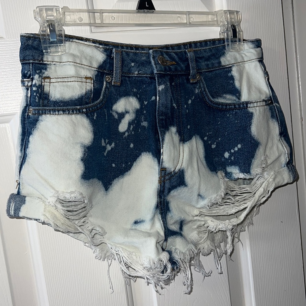 Distressed jean shorts